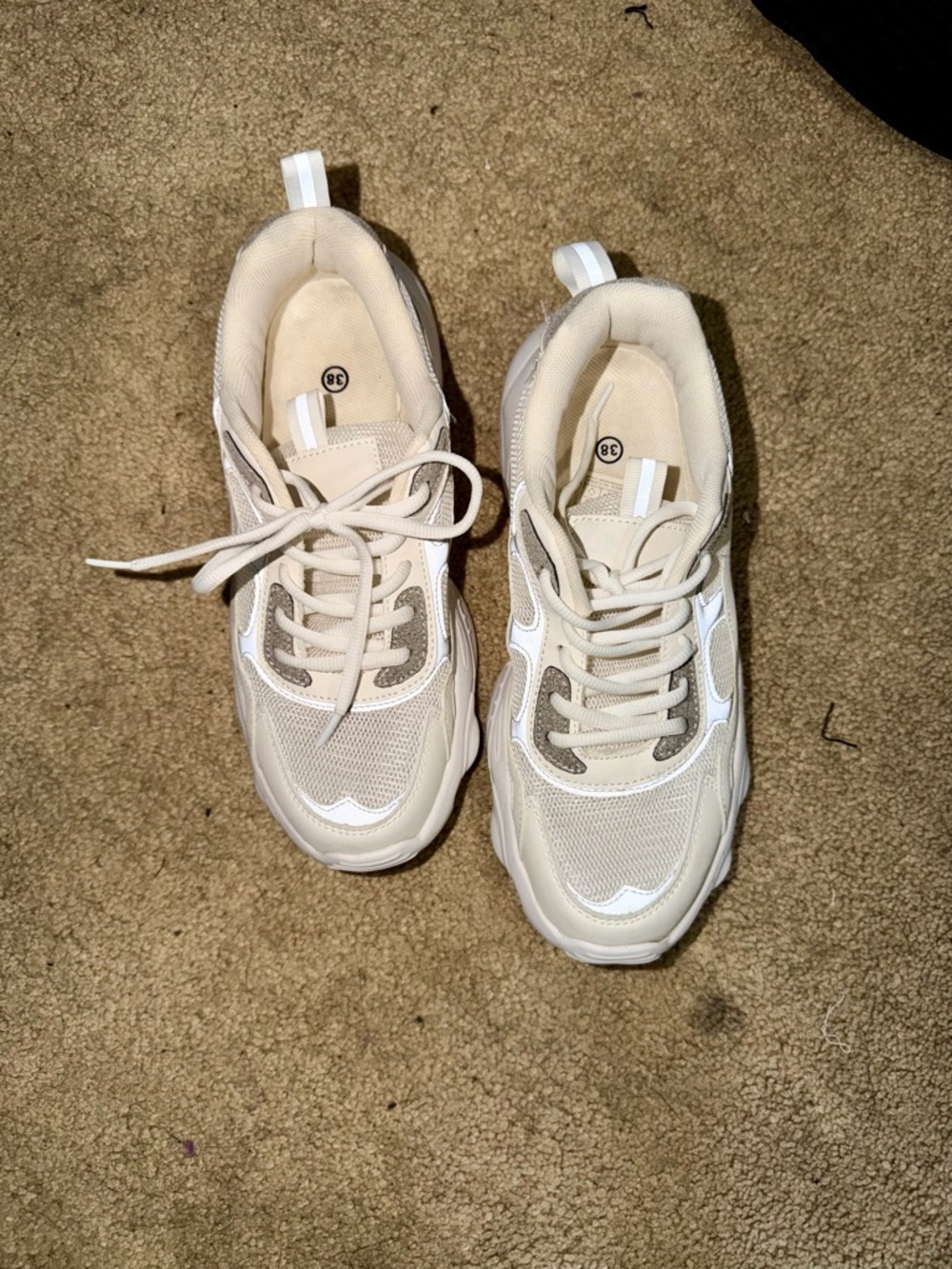 Women's Neutral Beige Chunky Sneakers - Versatile Everyday Style